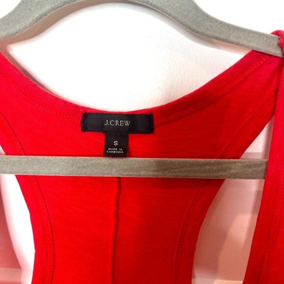 J. Crew Red Cotton Swingy Tank Dress Beach Hi Low Hem Vacation Lagenlook Small - Picture 2 of 5